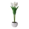 thumbnail image 3 of Bonitos tulipanes, flores artificiales con lámpara LED, artesanía, brillo duradero para dormitorio, cabecera, hogar, cumpleaños, decoración de, 3 of 8