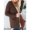 thumbnail image 3 of DOPI Women's Open Front Cardigan Sweaters Fashion Button Down Cable Knit Chunky Outwear Coats, 3 of 9