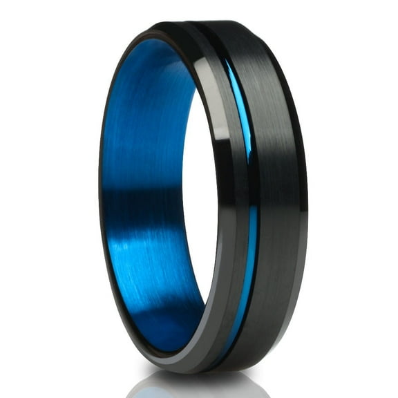 6mm Blue Tungsten Wedding Ring,Black Tungsten Ring,Tungsten Carbide Ring,Engagement Ring,Black Ring,8mm