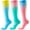 Blue+Pink+Green, variant on CAMBIVO Compression Socks for Women & Men, Colorful Knee High Socks, Graduated Diabetic Support Stockings for Running, L-XL