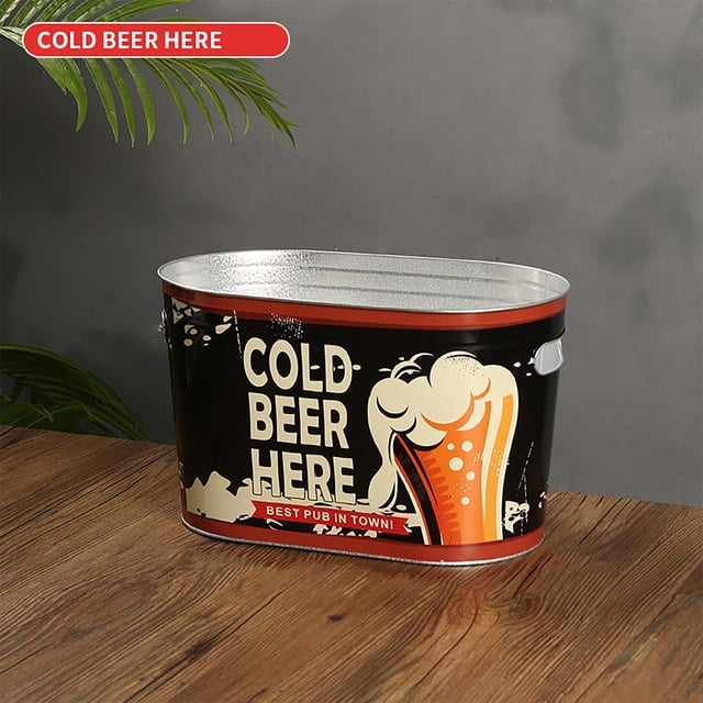 Cubitera de acero inoxidable para cerveza, vino y otras bebidas | Cubeta de doble pared con aislamiento térmico | Recipiente a prueba de óxido y fugas para fiestas, barbacoas
