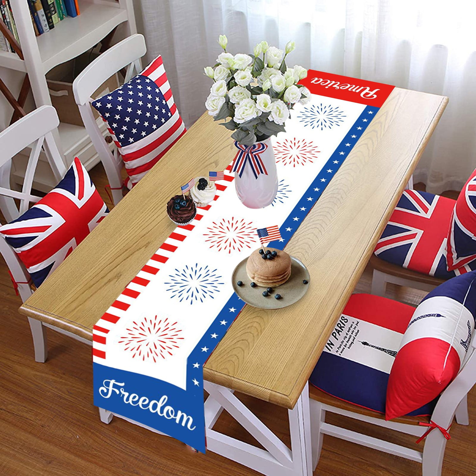 American Flag Cannabis Table Runner Non-Slip Heat Resistant Holiday Party Wedding Kitchen Dinner Room Farmhouse Outdoor Picnic Table Top Decoration 13x70 inch