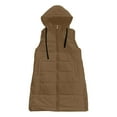 thumbnail image 5 of larppty Long Puffer Vest for Women with Hood Lightweight Sleeveless Down Vest for Spring, Fall & Winter (Khaki, XL), 5 of 5