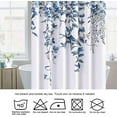 thumbnail image 6 of Floral Leaf Shower Curtain Plant Tropical Shower Curtain Bathroom Shower Curtain Set Linen Textured Fabric Bath Curtain Neutral Blue Shower Curtains for Beach Hotel Bathtubs with 12 Hooks, 72x72 Inch, 6 of 6
