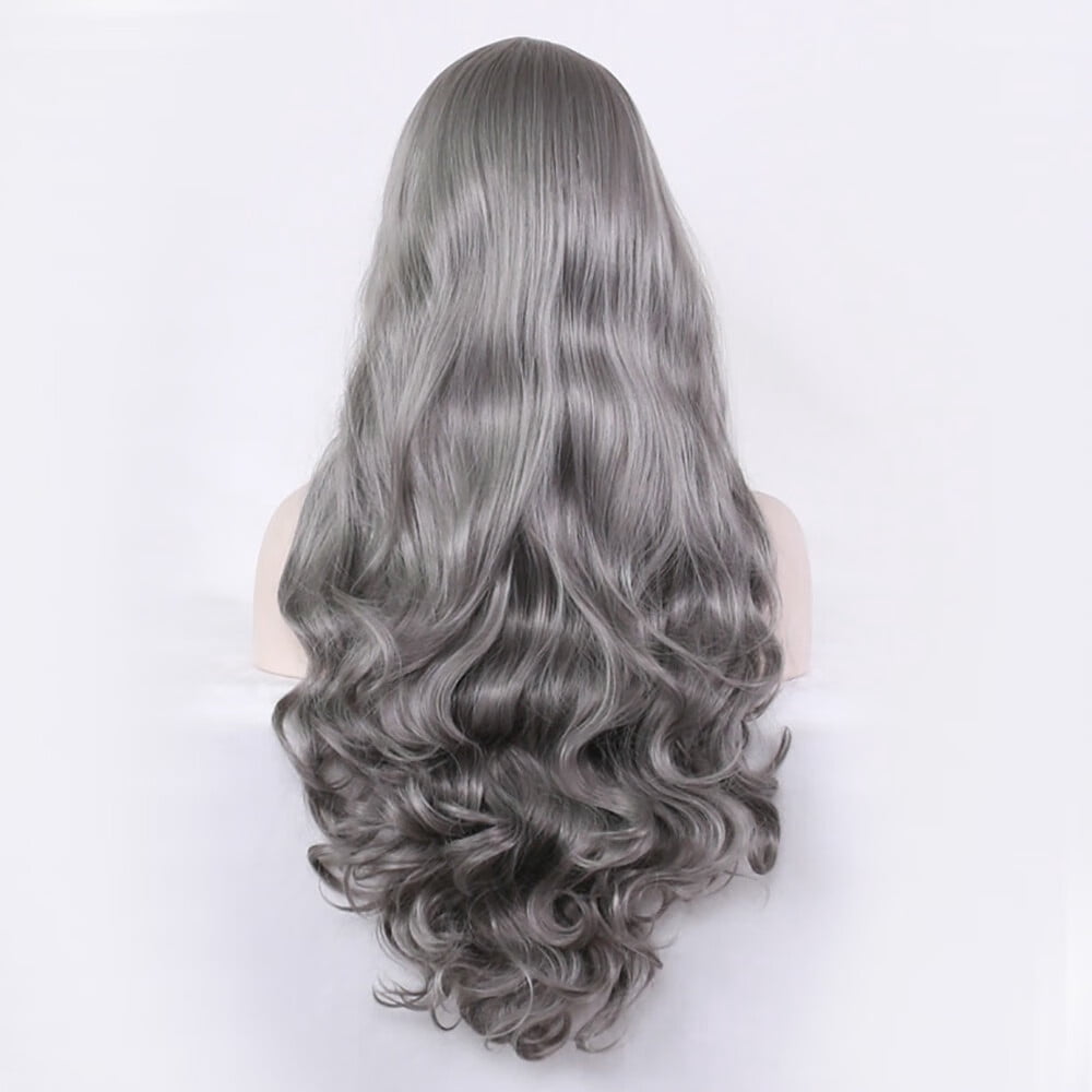 UTOURS Brazilian Virgin Hair Full Lace Cap Band Human Hair Wigs For Black Women 70CM Sexy Gradient Grey Party Wigs Long Curly