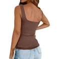 thumbnail image 6 of GXIPO Womens Square Neck Double Lined Tank Tops Low Back Fitted Sleeveless Tops Brown S, 6 of 6