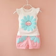 thumbnail image 2 of CAUYDY Toddler Girl Summer Outfits Sets Short Sleeve T-shirt Elastic Waist Shorts 2 Piece Short Set Summer Outfits For 3t 4t 5t 6t 7t Kids School Activities (Sizes 6-12 Months,D01-Pink), 2 of 5