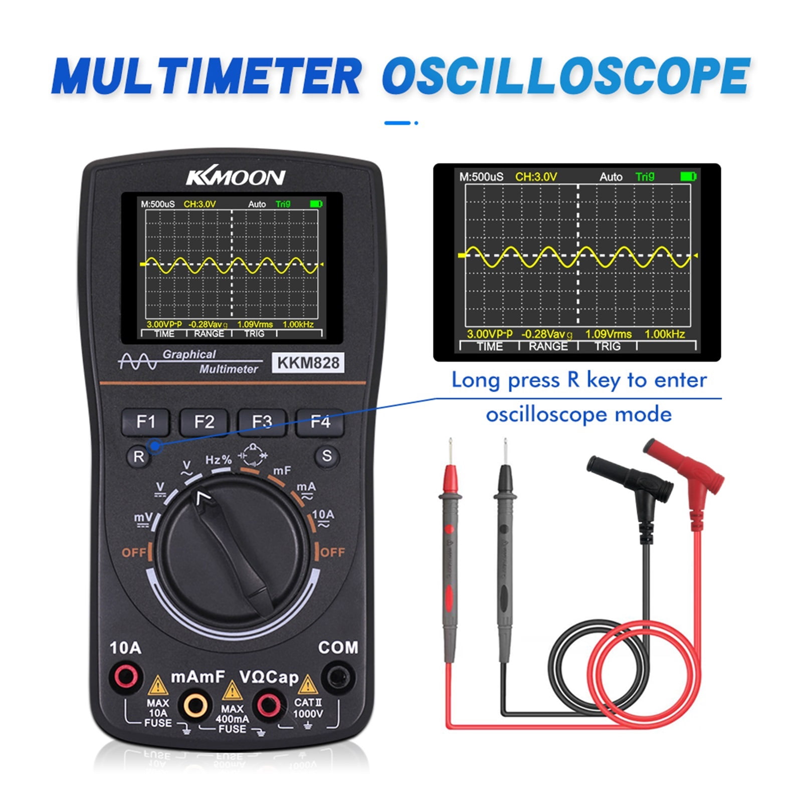 Multimeter Digital Storage 2-in-1 Digital Oscilloscope OSC 6000 Counts True RMS Multimeter