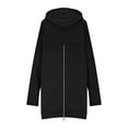 thumbnail image 3 of MELDVDIB Womens Zip-Up Trench Coat Thickening Long Sleeve Hooded Shacket with Pockets Solid Color Oversized Fall Winter Cardigan Outerwear Black S, 3 of 9