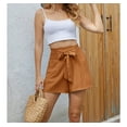 thumbnail image 3 of Asklazy Women's Casual Wide Leg Shorts Without Pockets High Waisted Tie Knot Ruffle Summer Shorts ,US Size,Light CoffeeXL, 3 of 14