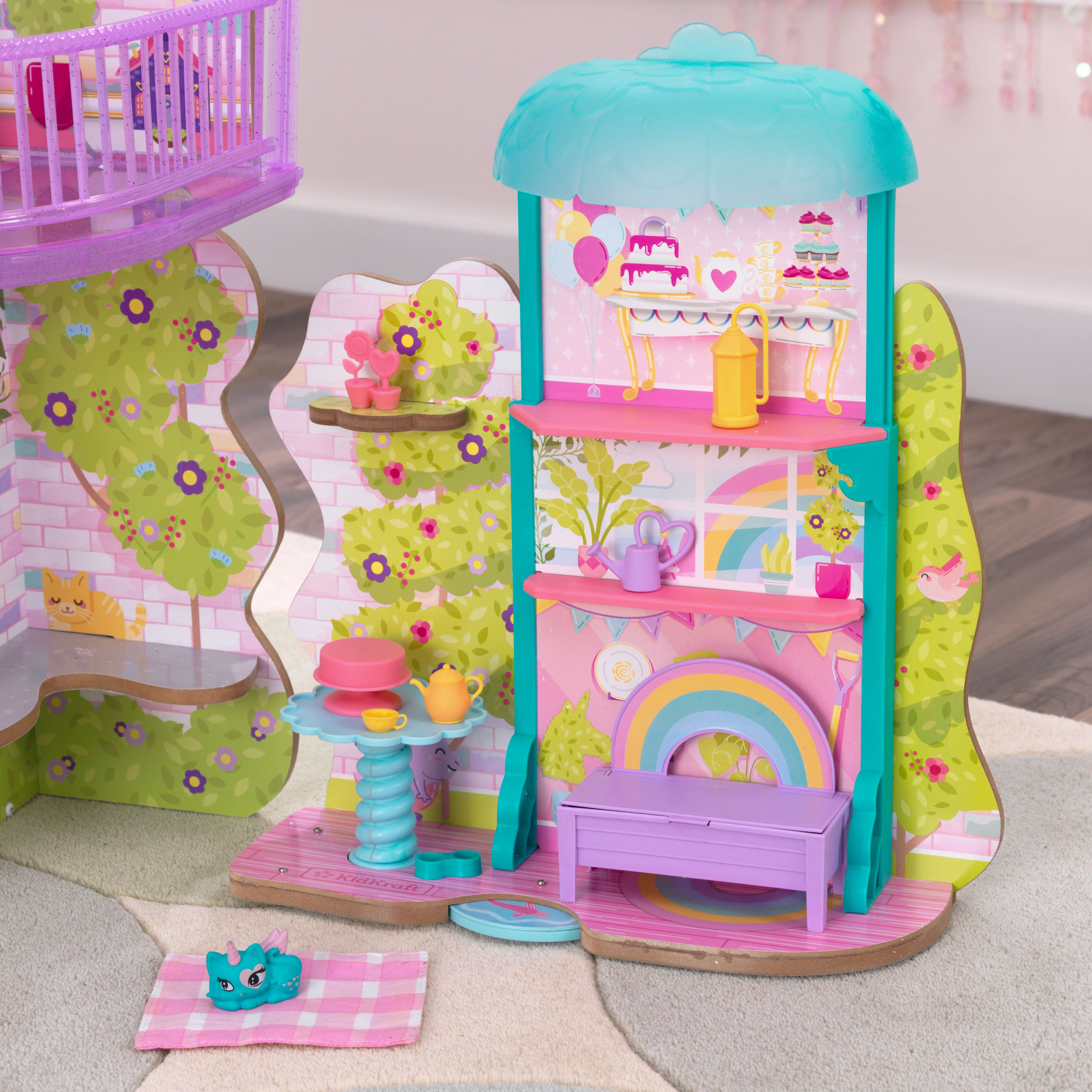 KidKraft Rainbow Dreamers Wooden Treetop Tea Time Gazebo Play Set with 10 Accessories - image 4 of 7