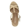 thumbnail image 3 of SUN STONE Womens Beige Cushioned Comfort Adjustable Woven-Like 1" Platform T-Strap Slip Resistant Jamie Round Toe Block Heel Buckle Slingback Sandal 10.5 M, 3 of 4