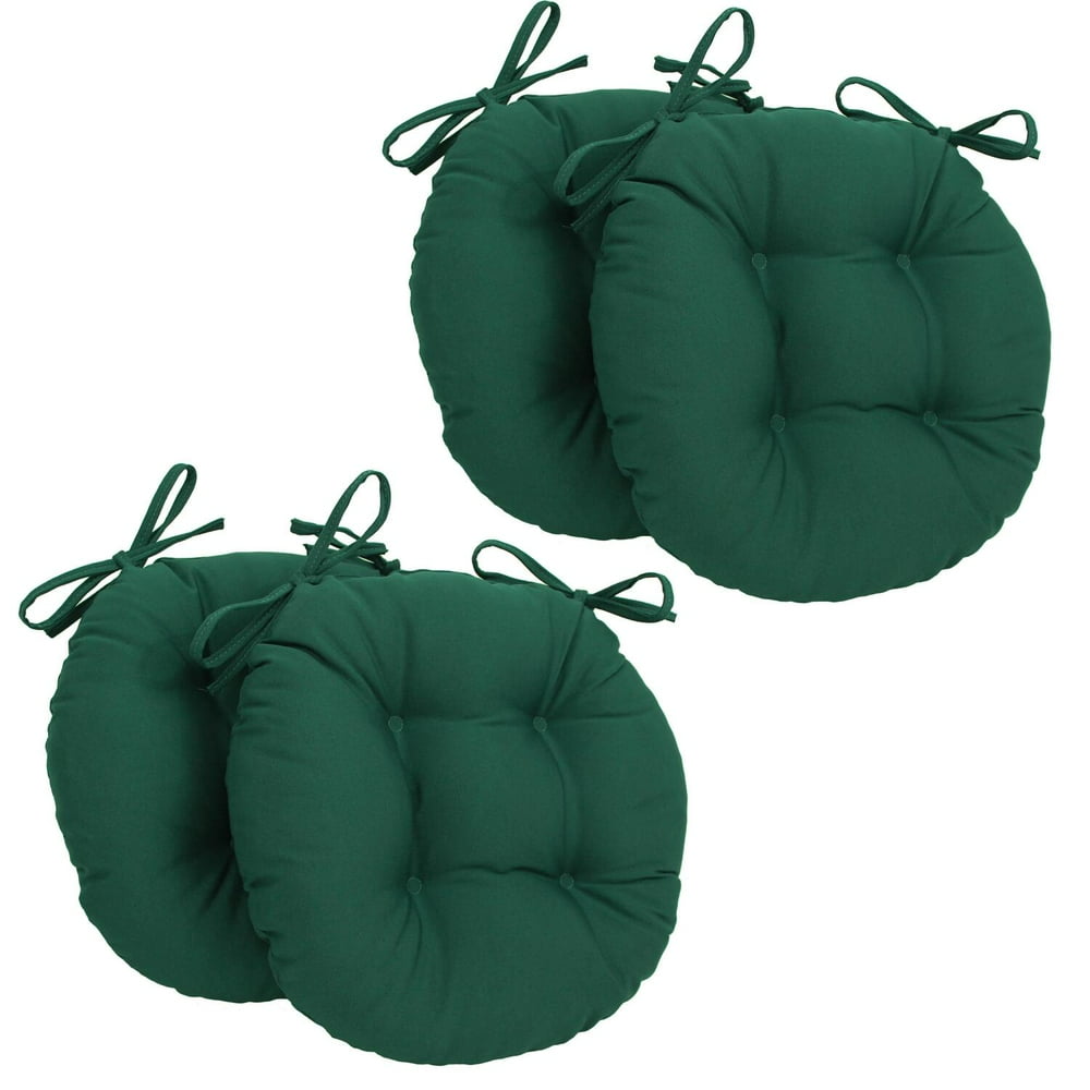 16inch Solid Twill Round Tufted Chair Cushions (Set of 4)ColorForest Green