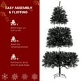 thumbnail image 5 of 6FT Unlit Black Christmas Tree, Artificial Halloween Tree with 1600 Branch Tips and Sturdy Iron Bracket, Xmas Full Tree for Indoor Holiday Carnival Party, 5 of 9