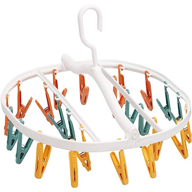 Tendedero de calcetines de 24 piezas para exteriores, Tendedero portátil de plástico para colgar ropa con clips a prueba de viento para calcetines, ropa interior, ropa de bebé y sombreros TUNC Sencillez