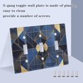 thumbnail image 3 of Yayeee Toggle Light Switch Wall Plate 2-Gang 4.56"x4.48" Decorative Outlet Cover, Blue Geometric Pattern, 3 of 7
