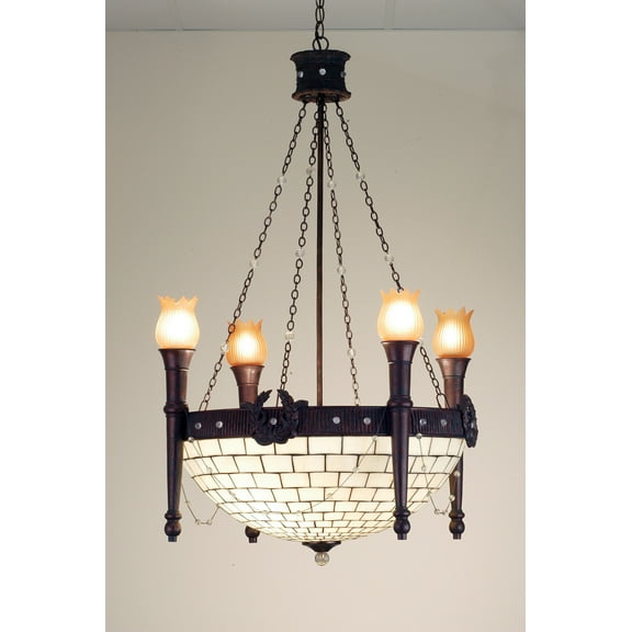 Meyda Tiffany 52060 Torch And Wreath 8 Light 30" Wide Chandelier - Tiffany Glass