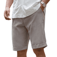 thumbnail image 2 of Mens Casual Shorts Drawstring Shorts Men Elastic Waist Shorts with Pockets Summer Grey L, 2 of 5