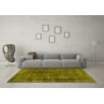 thumbnail image 3 of Ahgly Company Machine Washable Indoor Round Abstract Yellow Modern Area Rugs, 6' Round, 3 of 4