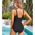 thumbnail image 3 of YNIQUE Women's One Piece Swimsuit Ruched Tummy Control Square Neck Bathing Suits, 3 of 8
