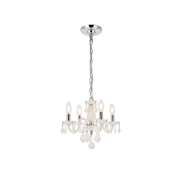 Pemberly Row Modern 15" 4 Light Royal Crystal Chandelier in White