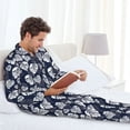 thumbnail image 6 of Daiia White Leaves for Men's Long-Sleeved Pajama Set – Soft & Comfortable Sleepwear Button-Up Pajamas Cozy Lounge Wear-Large, 6 of 7