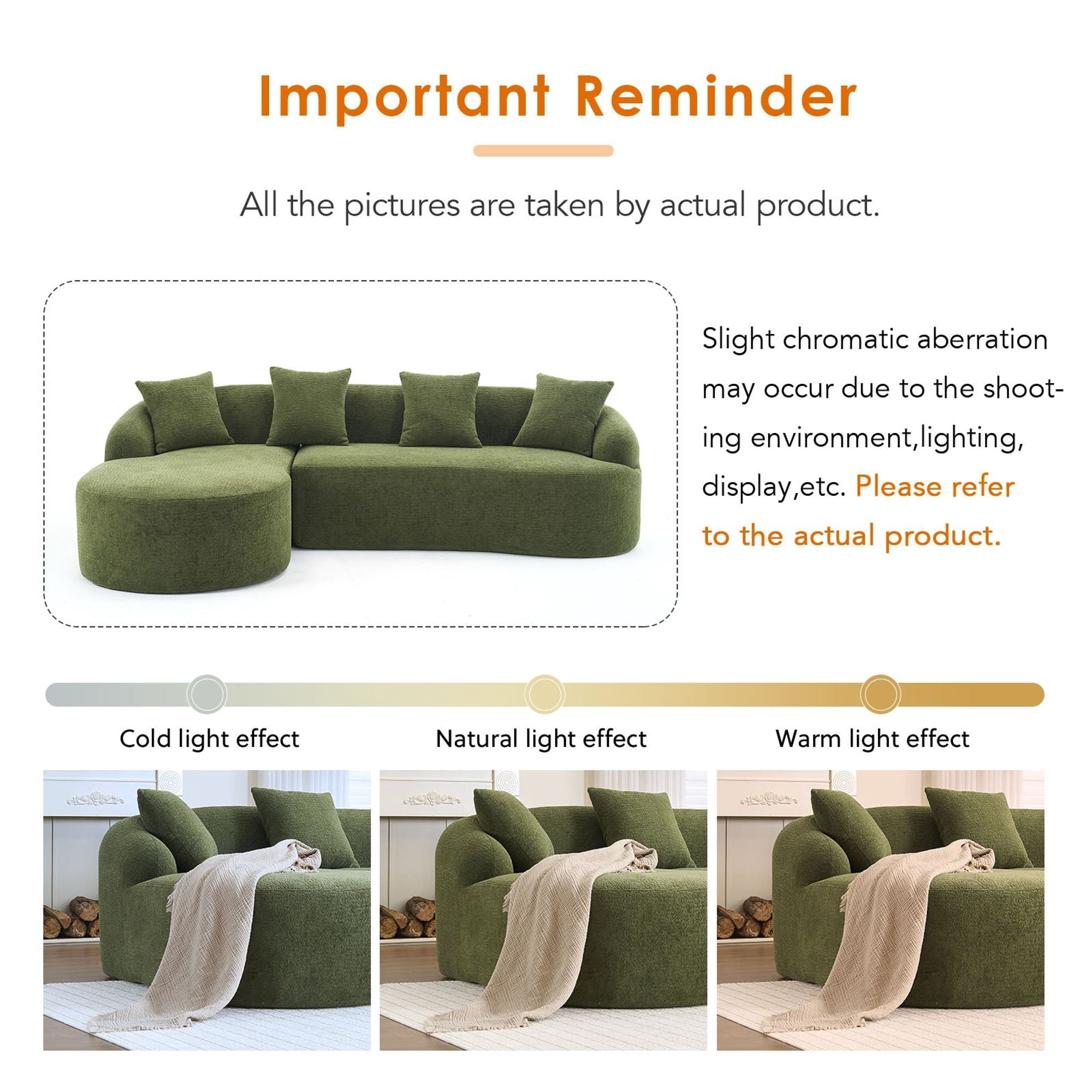 Sailvan L-Shape Sectional Sofa, 30D High-Density Foam Modular Chenille Couch for Living Room
