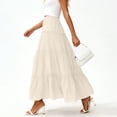 thumbnail image 7 of Amzcrzy Women's Long Skirts with Elastic Waistband Fashion Tiered A-Line Pleated Maxi Skirts Summer Going Out Outfits for Women Comfortable Flowy Beach Vacation Linen Skirt, 7 of 7