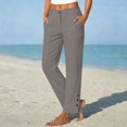 thumbnail image 2 of IMENGL Women's Wide Leg Pants Soft High Waist Elasitc Straight Linen with Pockets Trousers Loose Casual Cropped Pant for Womens,M-XXXL, 2 of 7
