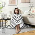 thumbnail image 4 of Wearable Blanket,Black Geometric Chevron Dot Pattern Hooded Wearable Sherpa Blanket for Adults & Teens,Winter Poncho Shawl Wrap Cape Thick Warm,50"x60", 4 of 5