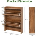 thumbnail image 2 of Shoe Cabinet Storage for Entryway, Shoe Rack Organizer Cabinet with Durable Metal Frame for Front Door Entrance, Freestanding Narrow Hidden Shoe Holder with 2 Flip Drawers for Hallway, Brown, 2 of 8