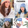 thumbnail image 5 of Gorro para mujer, hombre, gorro de invierno, gorros con puños para mujer, gorros cálidos, rosa, morado, 5 of 5