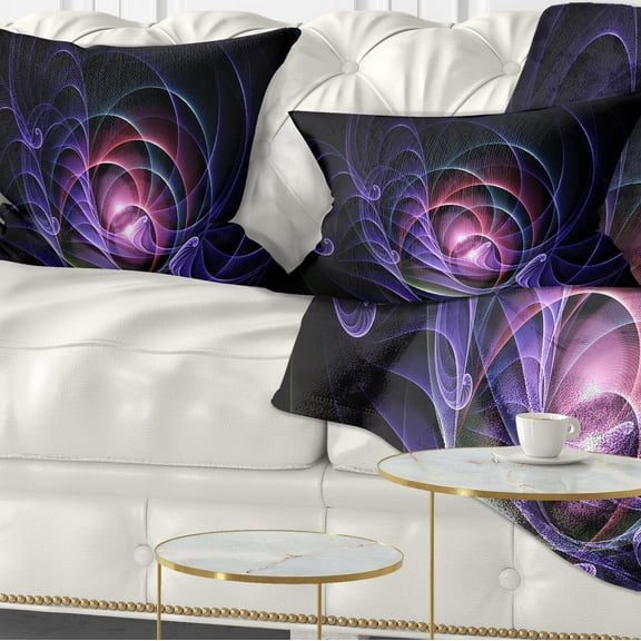Designart Blue 3D Surreal Fractal Design - Abstract Throw Pillow - 12x20
