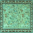 thumbnail image 1 of Ahgly Company Indoor Square Animal Turquoise Blue Traditional Area Rugs, 8' Square, 1 of 4