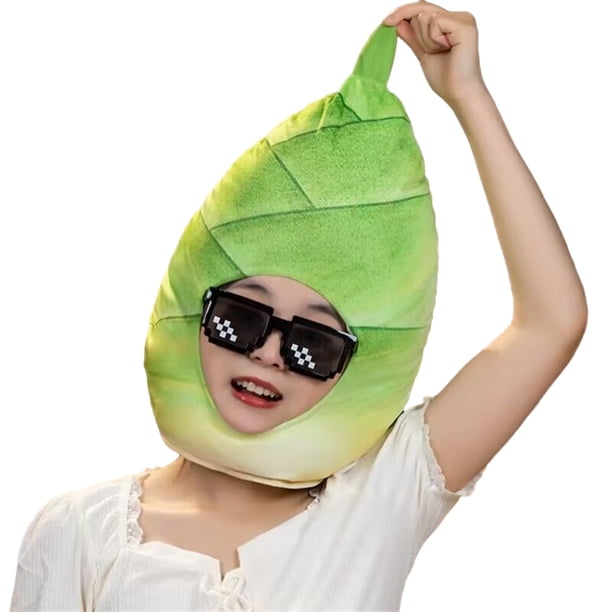 Capucha fotográfica con forma de fruta colorida y brillante, suave felpa, para la cabeza, con apertura para la cara, accesorio para fiesta de disfraces de celebridades de Internet