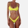 thumbnail image 2 of Women's Solid Scoop Neck Push Up Padded Brazilian Thong Bikini Swimsuit, 2 of 5