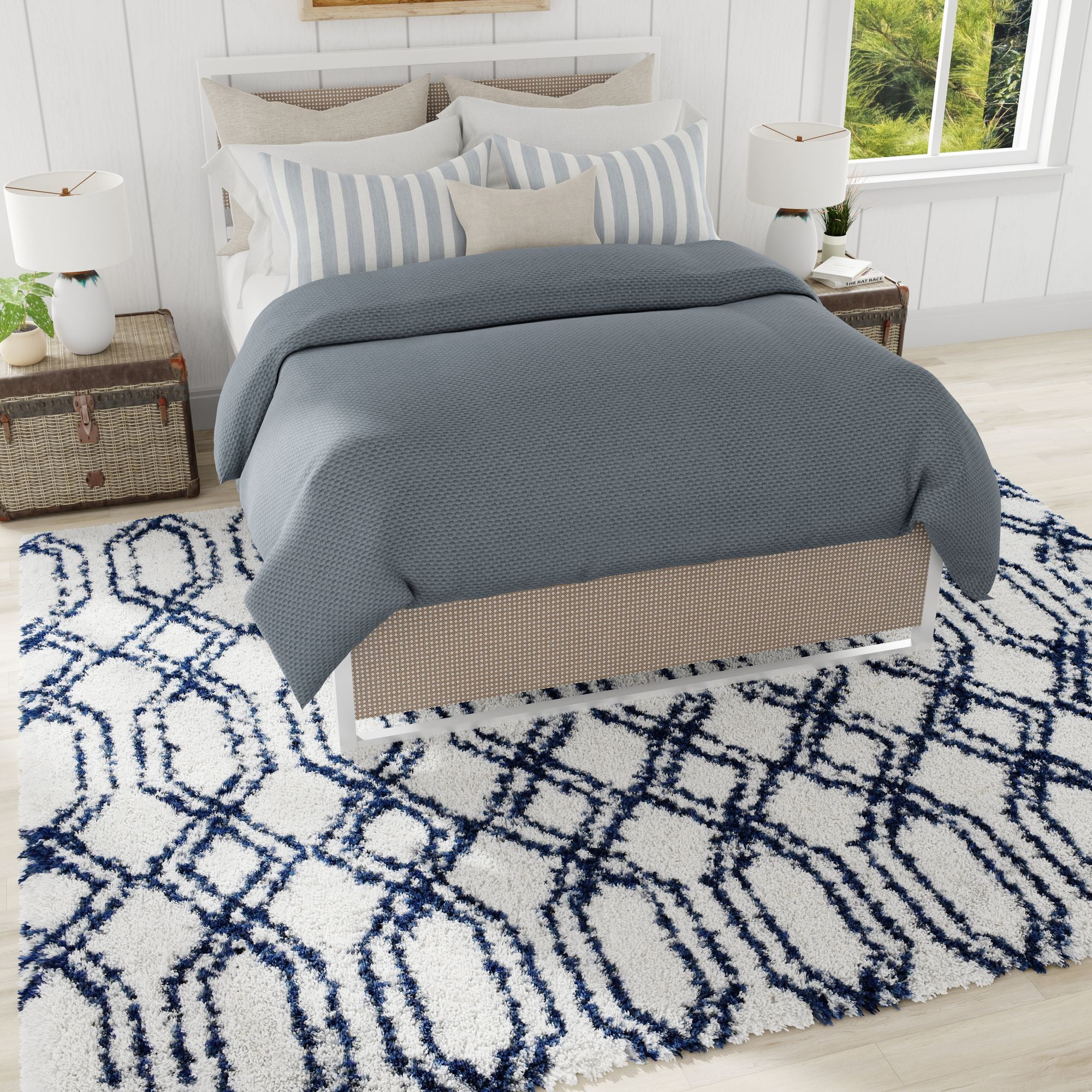 Mason Brooks Indigo Shag CG25A Transitional Geometric 2'6" X 8' Area Rug
