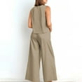 thumbnail image 4 of GILIGEGE Two Piece Sets for Women Summer Solid Color Elegant Two Piece Round Neck Vest and Wide Leg Pants Suit for Women Summer Beach Vacation Outfits Lounge Tracksuits Khaki Xl, 4 of 4