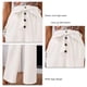 thumbnail image 5 of Pantalones de piernas anchas para mujer, pantalones de color sólido con botones en la cintura, informales, holgados, para vacaciones, citas, trabajo, vida diaria, blanco M, 5 of 6