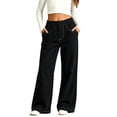 thumbnail image 2 of fatyb Girls Wide Leg Pants High Elastic Waistband Casual Trousers with Pockets Kids Girls Fashion Long Pants, 2 of 6