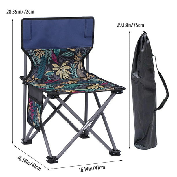 Outdoor Folding Camping Chair with Back Support Storage Bag