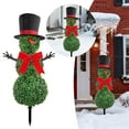 thumbnail image 3 of CY5O5ee Christmas Snowman Topiary Trees 31.5'' Boxwood Topiaries with Red Bow Tie Santa Hat 3D Yard Signs with Stakes for Christmas Indoor Outdoor Home Garden Porch Decor, 3 of 4