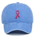 thumbnail image 4 of Breast Cancer Awareness Hat Unisex Solid Adjustable Ribbon Embroidered Denim Baseball Caps, 4 of 4