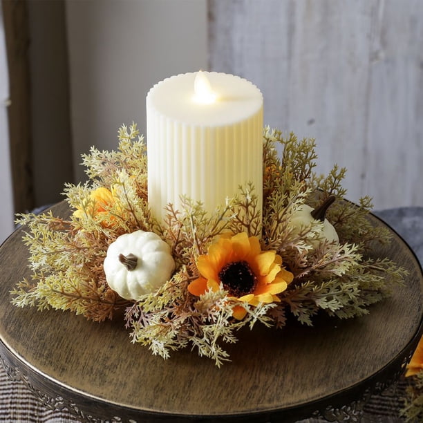 Decoraciones de Halloween, adornos de Halloween, regalos de Halloween, candelabros de calabaza, girasol, coronas aromáticas, círculos, suministros decorativos, decoraciones de mesa, candelabro de plás