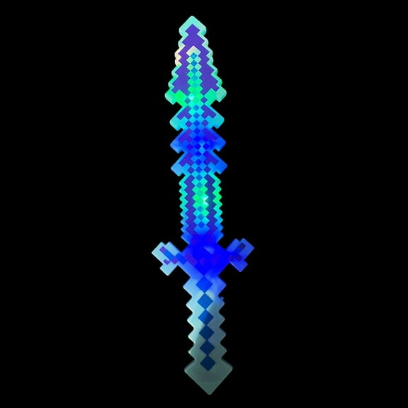 Light-Up Diamond Pixel Sword LED Motion Activated & Flashing Lights - Blue