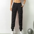 thumbnail image 2 of Summer Pants for Womenwear Sports Loose Running Yoga Fitness Pocket Casual Nine Bound Leg Pants Chinos for Women Wide Legged Women Casual High Waist Fashion Sweatpants Seersucker Black XL, 2 of 5