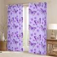 thumbnail image 2 of Homewish Dreamy Purple Butterfly Black Out Curtains for Kids, Kawaii Cartoon Animal Curtains Pack of 2 (42x63 Each), Blossoms Flower Bedroom Curtains, Curtains and Drapes Home Decor, 2 of 6