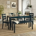 thumbnail image 2 of Weston Home Lexington Wood Dining Set with Bench and 4 Ladder Back Chairs, Dark Denim, 2 of 7