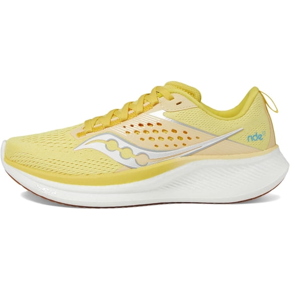 Saucony Women's Ride 17 Running Shoe, Finch | Gum, 7.5, Medium
