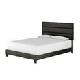 thumbnail image 2 of Skyline Decor Upholstered Faux Leather Tri Panel Channel Headboard Platform Bed Frame, Full, Black, 2 of 4